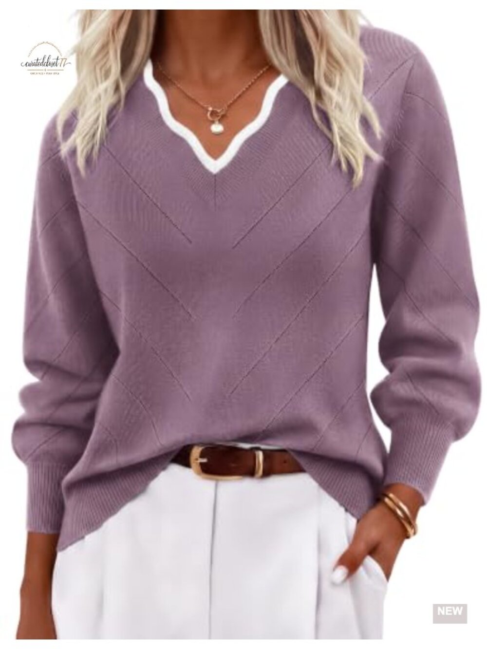 Ekouaer Womens V Neck Sweater Lightweight Knit Long Sleeve Pullover